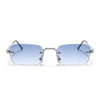Dax | Sapphire Blue Rimless Sunglasses | Silver Frame - MG8173