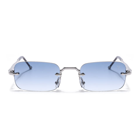 Dax | Sapphire Blue Rimless Sunglasses | Silver Frame - MG8173