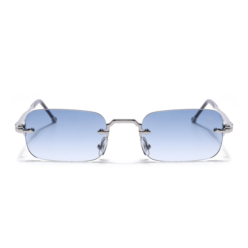 Dax | Sapphire Blue Rimless Sunglasses | Silver Frame - MG8173