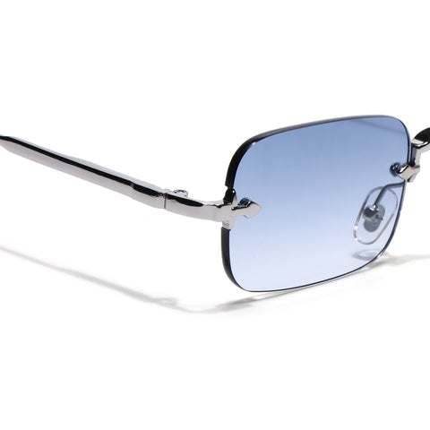 Dax | Sapphire Blue Rimless Sunglasses | Silver Frame - MG8173