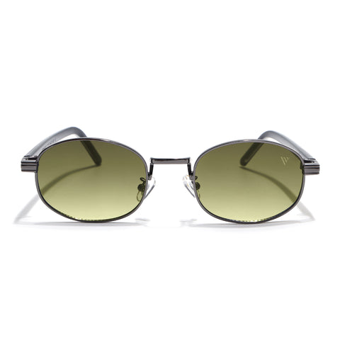 Charli  | Olive & Clear Oval Sunglasses | Gunmetal Grey Frame - MG7654