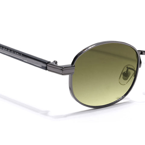 Charli  | Olive & Clear Oval Sunglasses | Gunmetal Grey Frame - MG7654