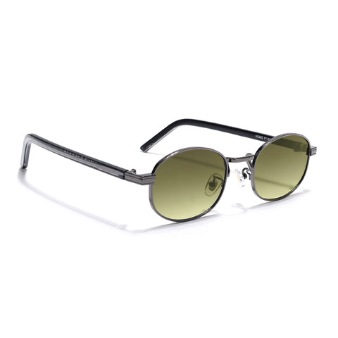 Charli  | Olive & Clear Oval Sunglasses | Gunmetal Grey Frame - MG7654