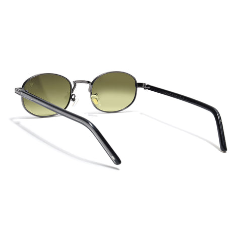 Charli  | Olive & Clear Oval Sunglasses | Gunmetal Grey Frame - MG7654