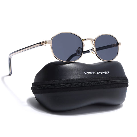 Charli  | Grey Oval Sunglasses | Golden Frame - MG7655
