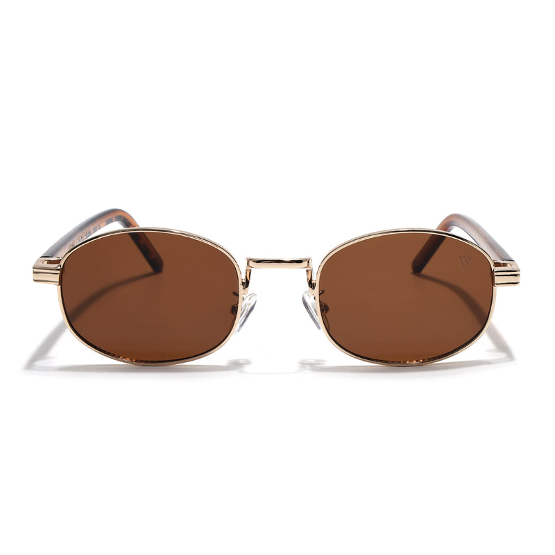 Charli  | Brown Oval Sunglasses | Golden Frame - MG7656