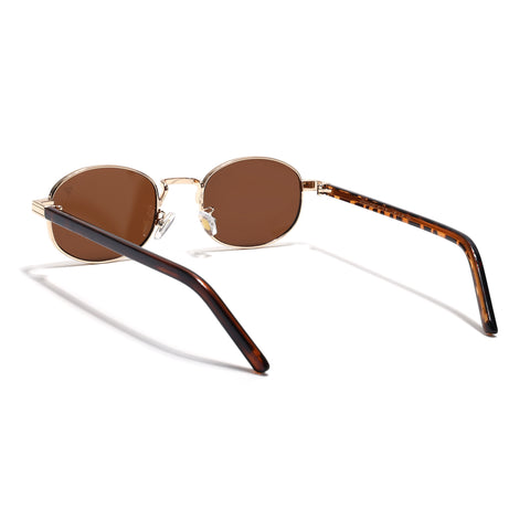 Charli  | Brown Oval Sunglasses | Golden Frame - MG7656