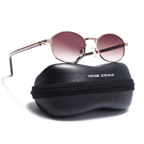 Charli  | Brown & Clear Oval Sunglasses | Golden Frame - MG7657