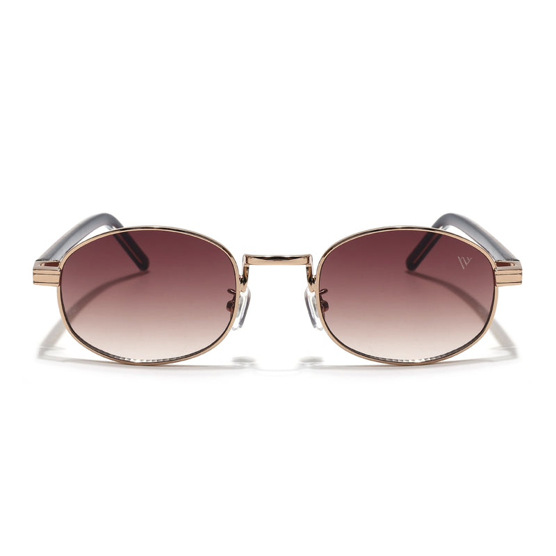Charli  | Brown & Clear Oval Sunglasses | Golden Frame - MG7657