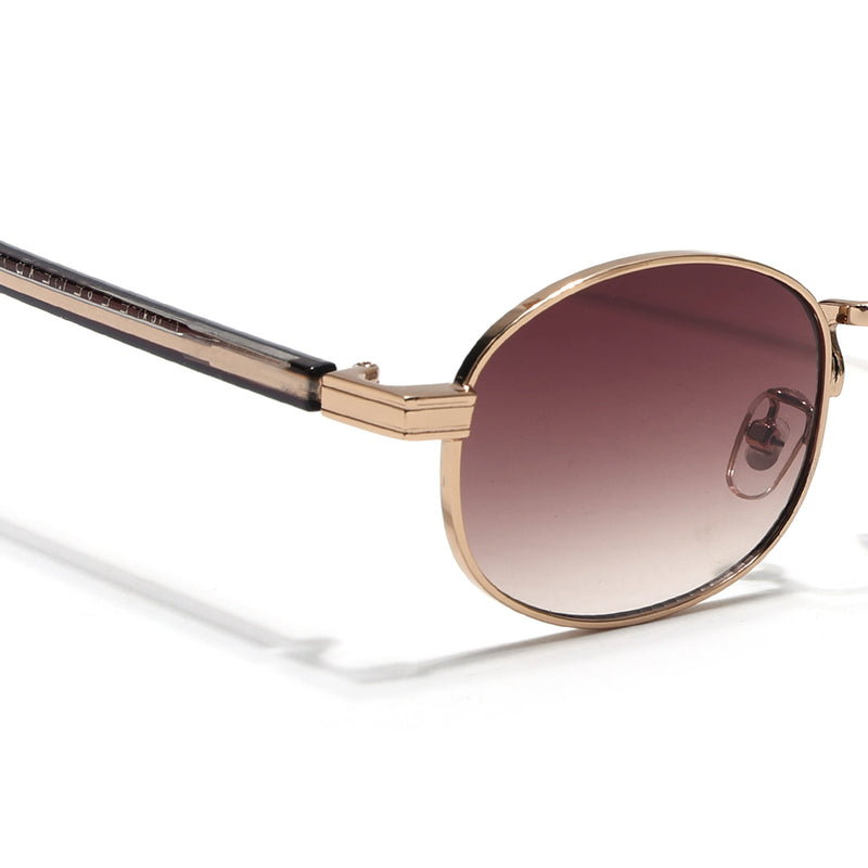 Charli  | Brown & Clear Oval Sunglasses | Golden Frame - MG7657