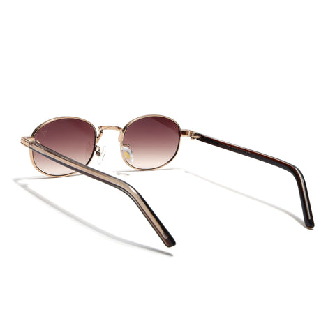Charli  | Brown & Clear Oval Sunglasses | Golden Frame - MG7657