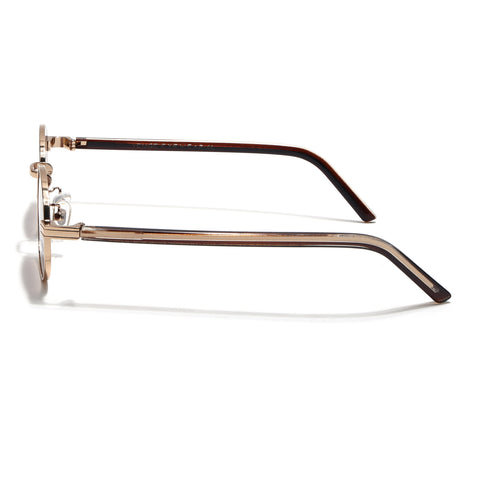 Charli  | Brown & Clear Oval Sunglasses | Golden Frame - MG7657