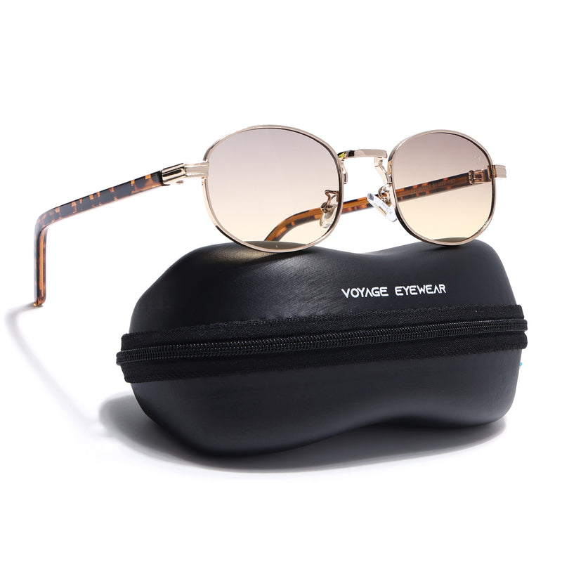 Charli  | Light Brown & Clear Oval Sunglasses | Golden Frame - MG7658