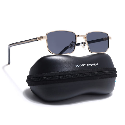 Nomad | Black Rectangle Sunglasses | Golden Frame - MG7650)