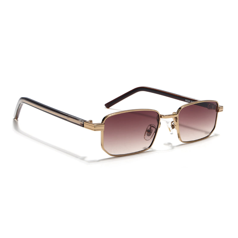 Nomad | Brown & Clear Lens Rectangle Sunglasses | Golden Frame - MG7651)
