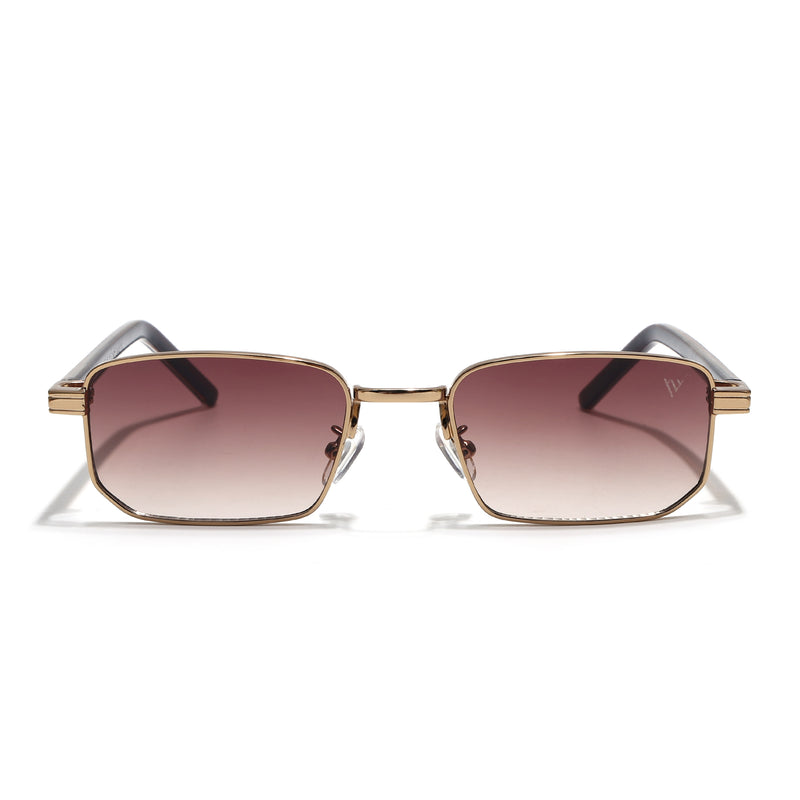 Nomad | Brown & Clear Lens Rectangle Sunglasses | Golden Frame - MG7651)
