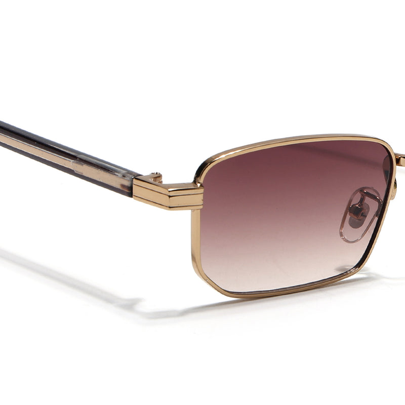 Nomad | Brown & Clear Lens Rectangle Sunglasses | Golden Frame - MG7651)