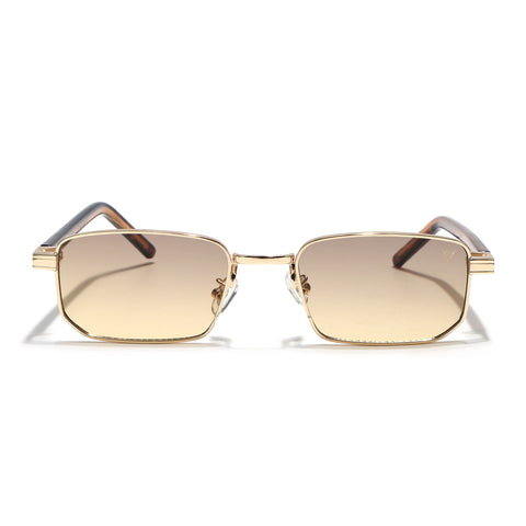 Nomad | Light Brown & Clear Rectangle Sunglasses | Golden Frame - MG7652)