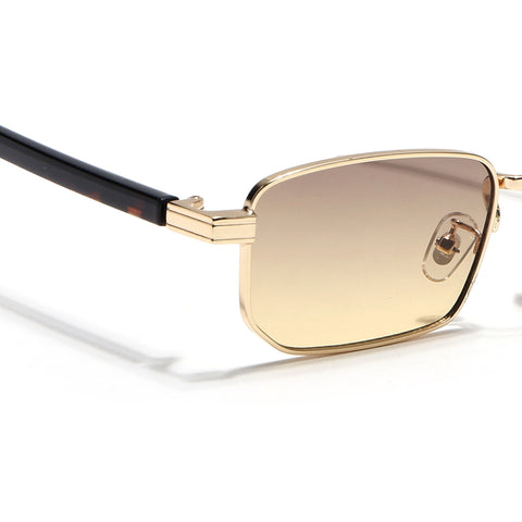 Nomad | Light Brown & Clear Rectangle Sunglasses | Golden Frame - MG7652)