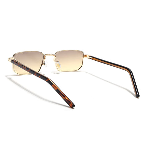 Nomad | Light Brown & Clear Rectangle Sunglasses | Golden Frame - MG7652)
