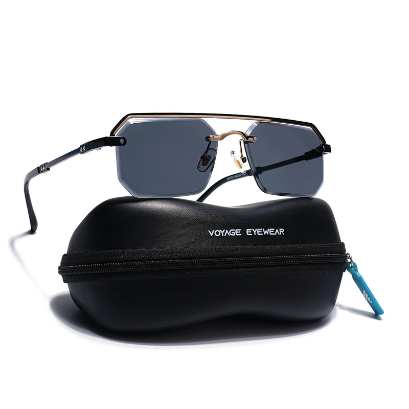 Allure | Grey Half Rim Sunglasses | Black Frame - MG7765