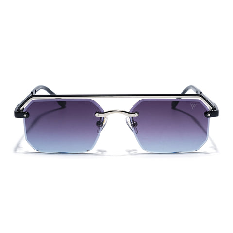 Allure | Purple & Clear Half Rim Sunglasses | Black Frame - MG7766