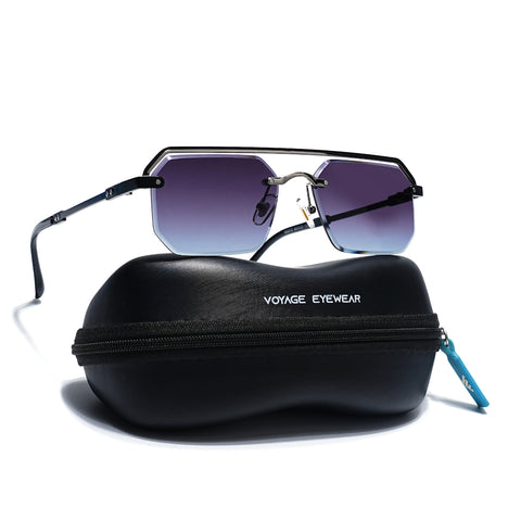 Allure | Purple & Clear Half Rim Sunglasses | Black Frame - MG7766