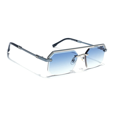 Allure | Blue & Clear Half Rim Sunglasses | Blue Frame - MG7768