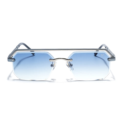 Allure | Blue & Clear Half Rim Sunglasses | Blue Frame - MG7768