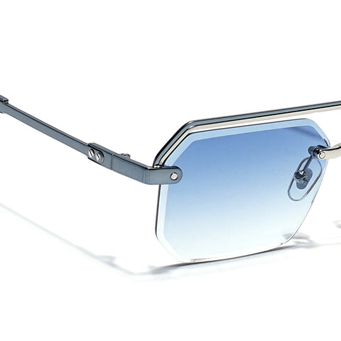 Allure | Blue & Clear Half Rim Sunglasses | Blue Frame - MG7768