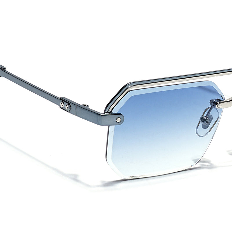 Allure | Blue & Clear Half Rim Sunglasses | Blue Frame - MG7768