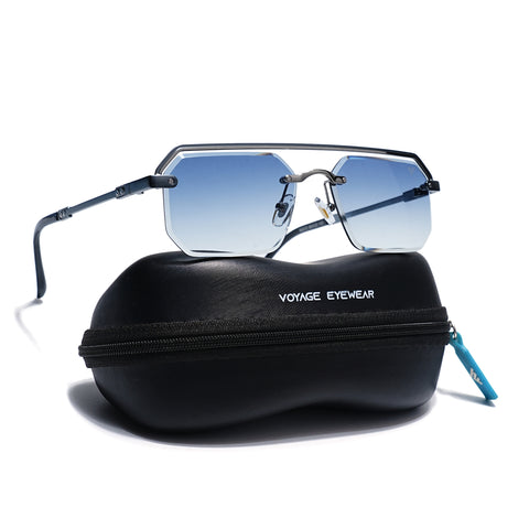 Allure | Blue & Clear Half Rim Sunglasses | Blue Frame - MG7768