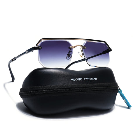 Allure | Grey & Clear Half Rim SunglassesLens | Black Frame  - MG7769