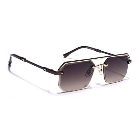 Allure | Brown & Clear Half Rim Sunglasses | Brown Frame - MG7770
