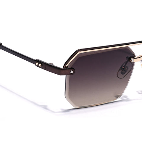 Allure | Brown & Clear Half Rim Sunglasses | Brown Frame - MG7770