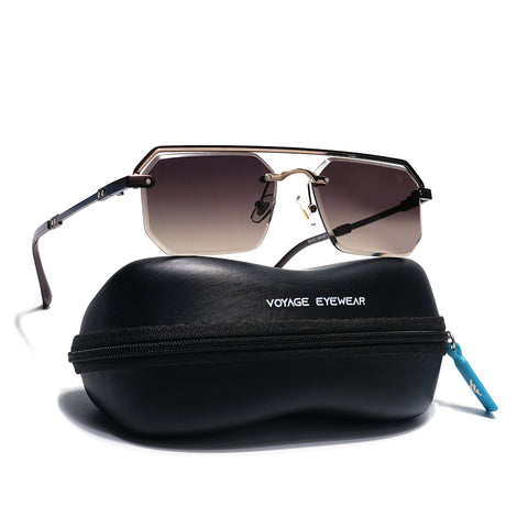 Allure | Brown & Clear Half Rim Sunglasses | Brown Frame - MG7770