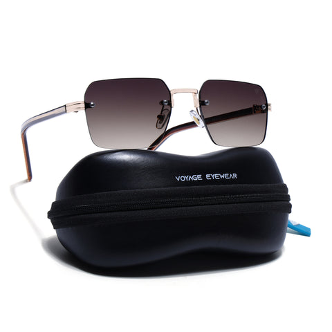 Nexo | Brown Rimless Sunglasses | Golden Frame - MG9295