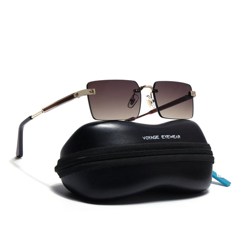 Carter | Brown Rimless Sunglasses | Golden Frame - MG9287