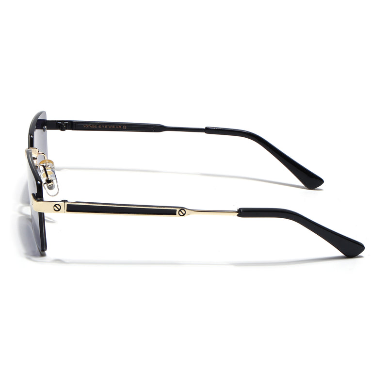 Carter | Shadow Black Rimless Sunglasses | Golden Frame - MG9289