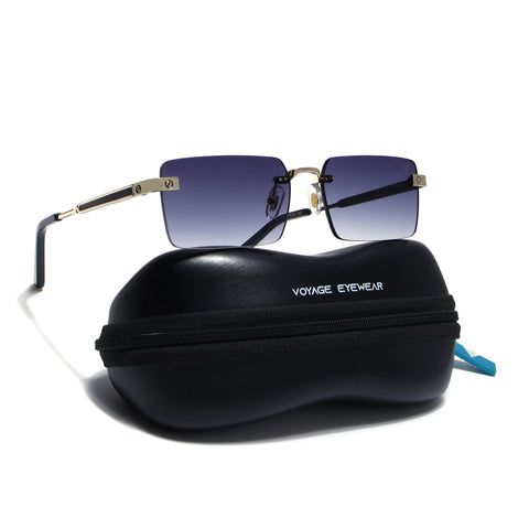 Carter | Shadow Black Rimless Sunglasses | Golden Frame - MG9289