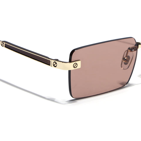 Carter | Maple Brown Rimless Sunglasses | Golden Frame - MG9290