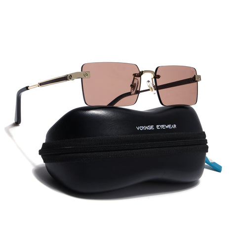 Carter | Maple Brown Rimless Sunglasses | Golden Frame - MG9290