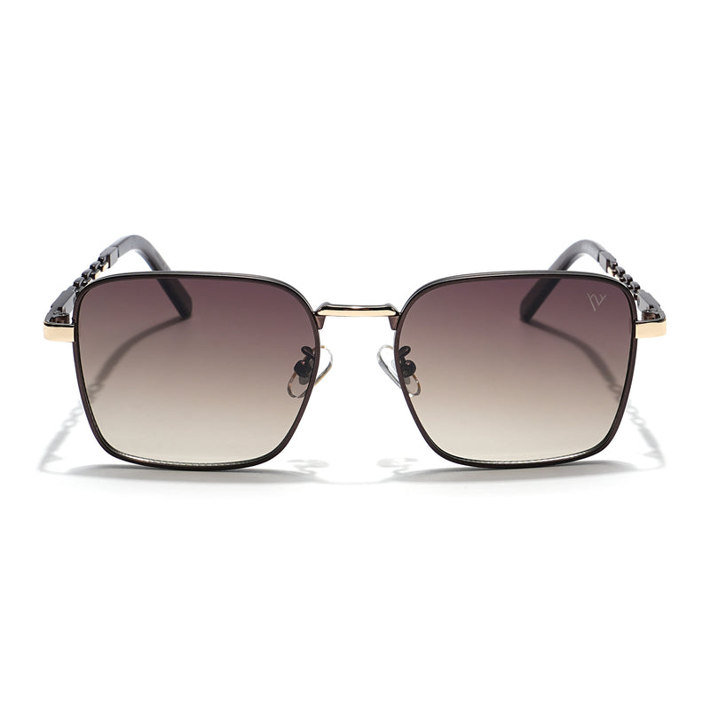 Square Sunglasses (Olive & Clear Lens | Brown & Golden Frame - MG6011)