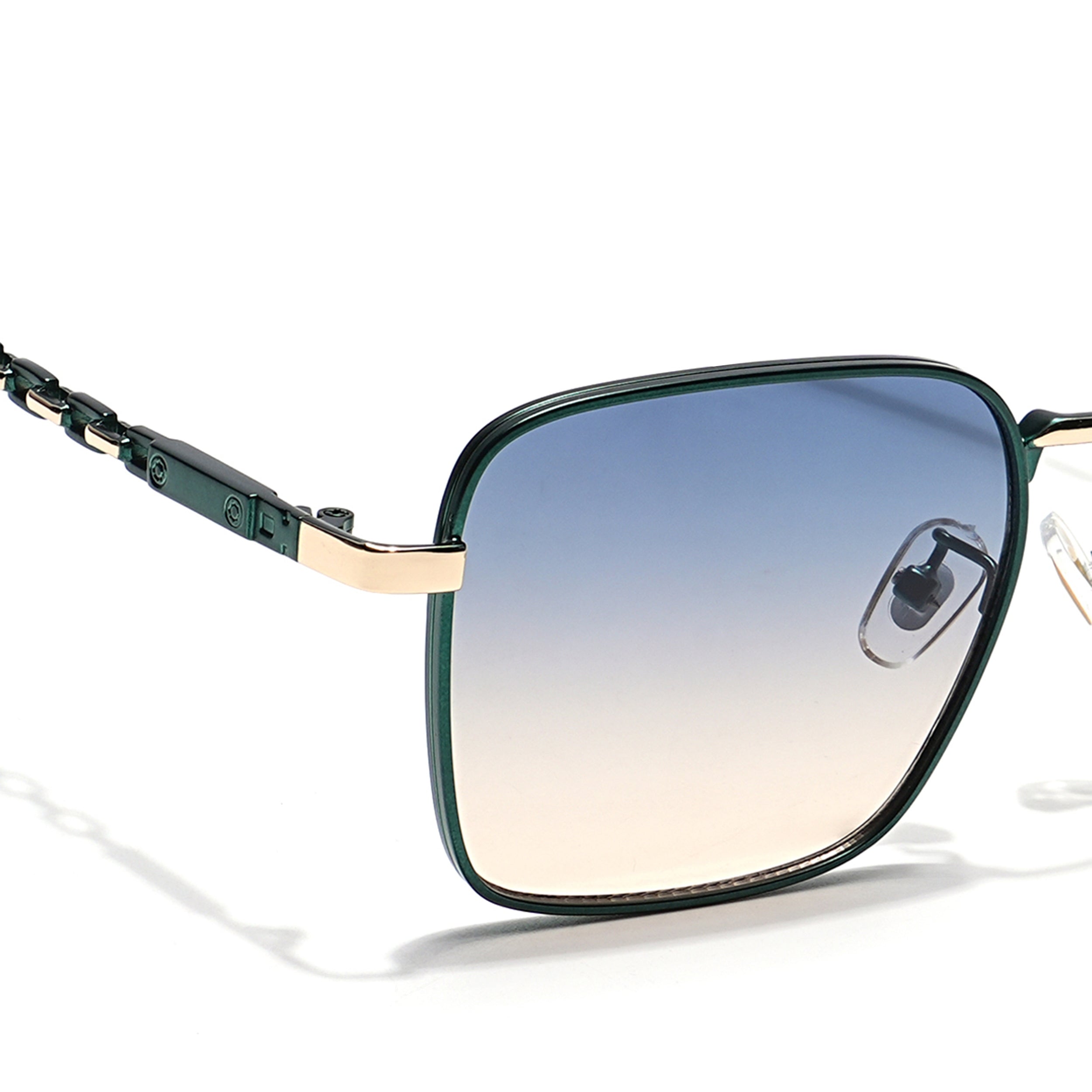 Square Sunglasses (Green & Brown Lens | Green & Golden Frame - MG6013)