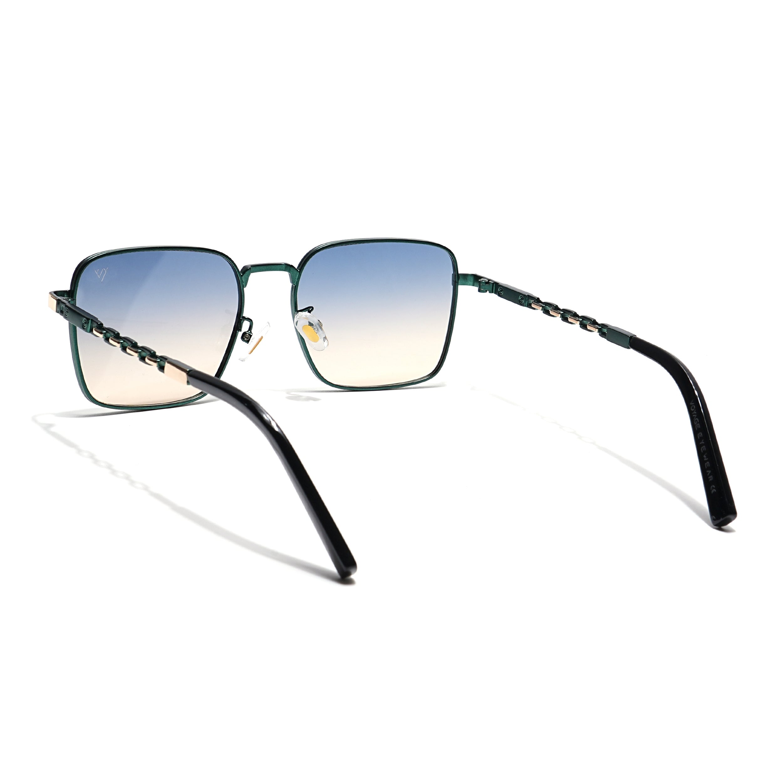 Square Sunglasses (Green & Brown Lens | Green & Golden Frame - MG6013)