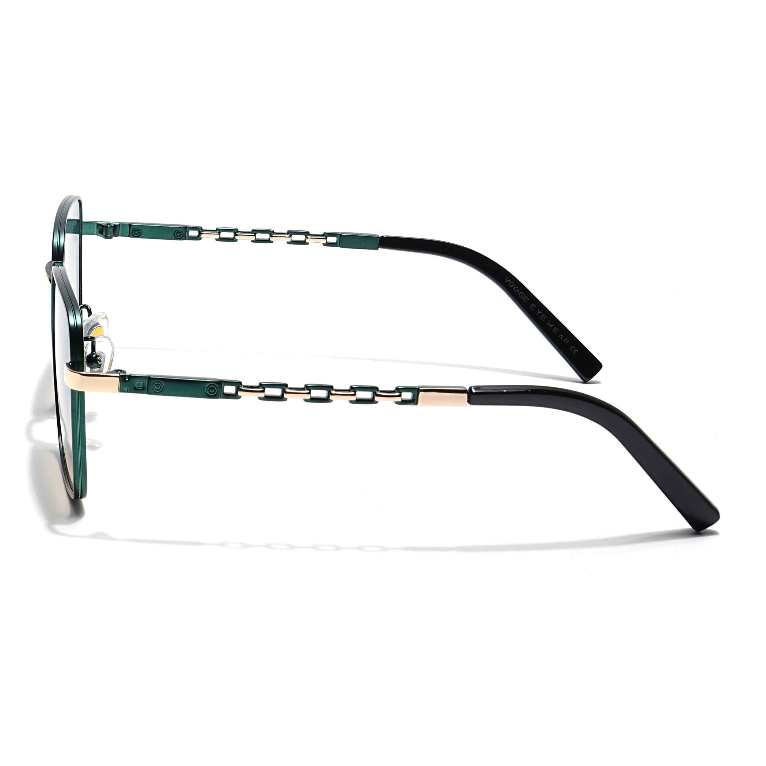 Square Sunglasses (Green & Brown Lens | Green & Golden Frame - MG6013)