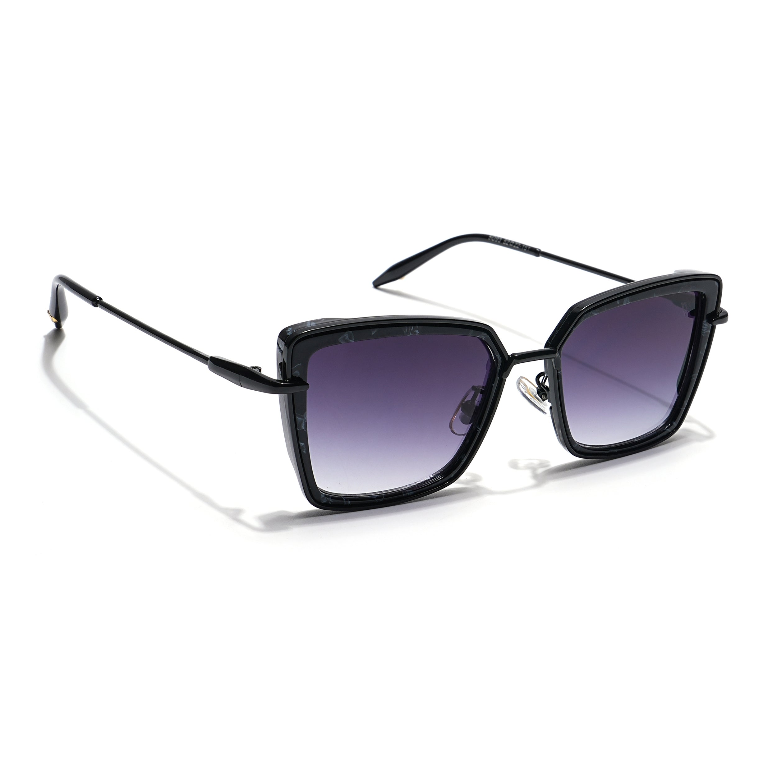 Cateye Sunglasses (Grey & Clear Lens | Black & Grey Frame - MG6014)