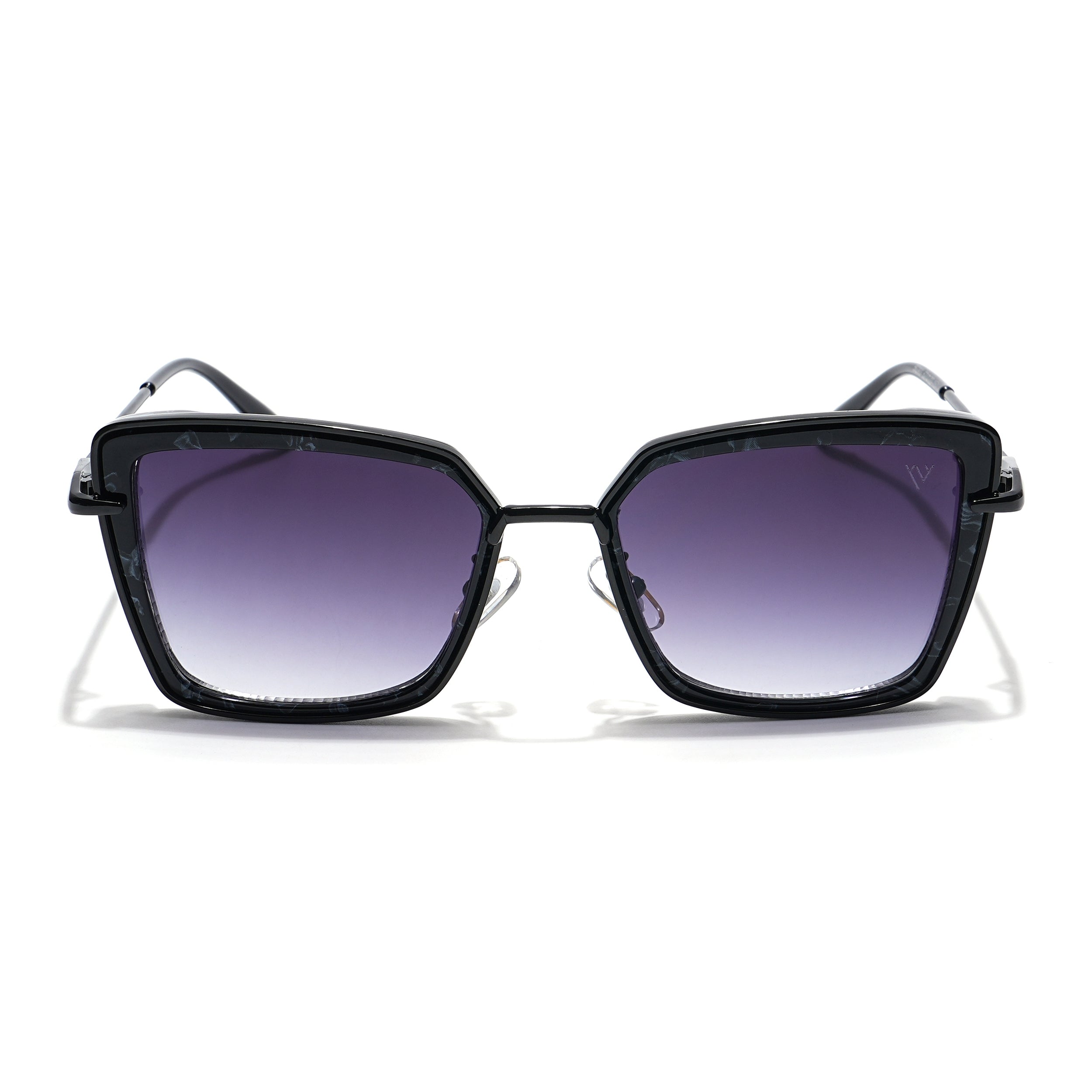 Cateye Sunglasses (Grey & Clear Lens | Black & Grey Frame - MG6014)