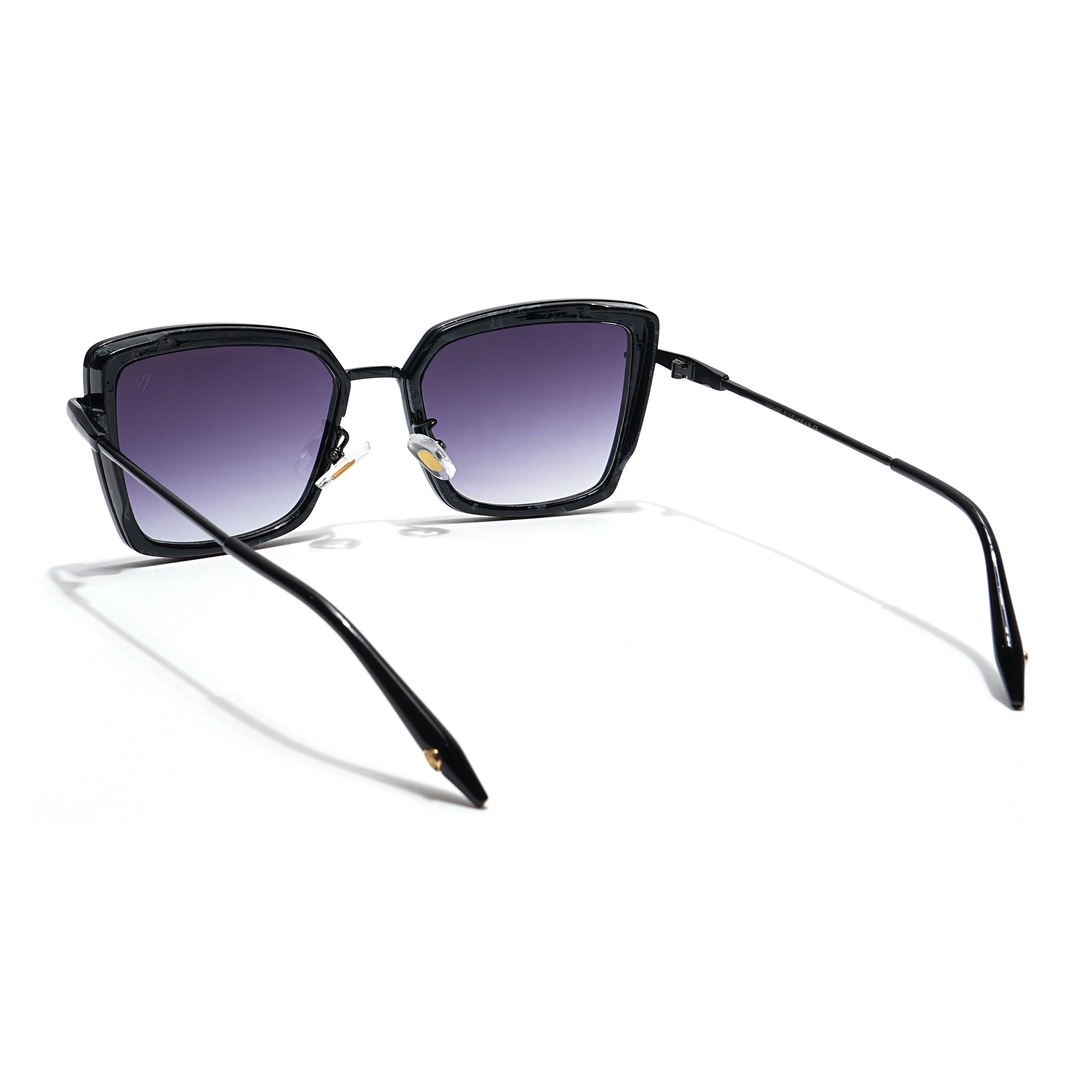 Cateye Sunglasses (Grey & Clear Lens | Black & Grey Frame - MG6014)