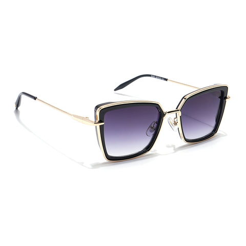 Cateye Sunglasses (Grey & Clear Lens | Golden & Black Frame - MG6015)